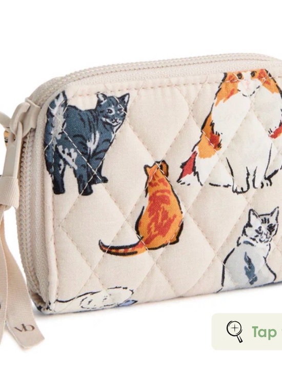 Vera Bradley Handbags - Vera Bradley Quilted “A Cats Life” Zip Around Wallet in Cream, Orange, Blue